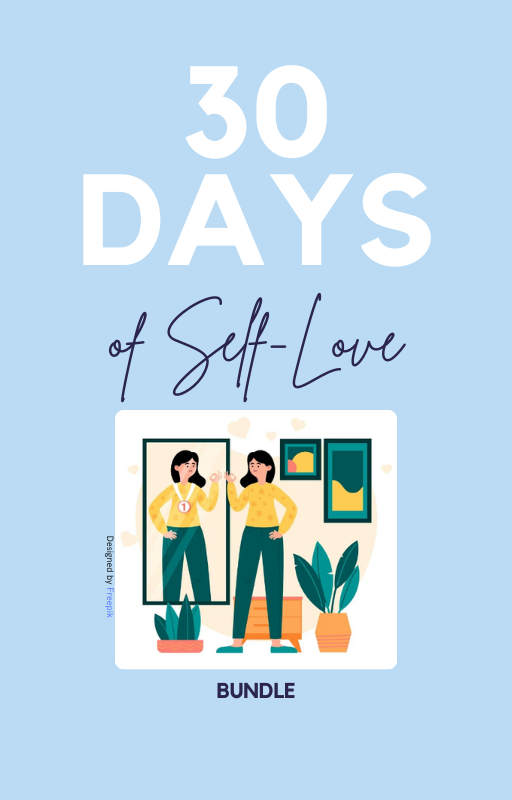 bundle cover, blue, illustration „30 days of self-love"