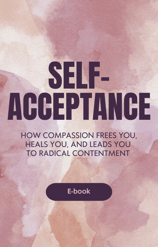 e-book cover, colourful illustration, „self-acceptance how compassion frees you, heals you, and leads you to radical contentment"